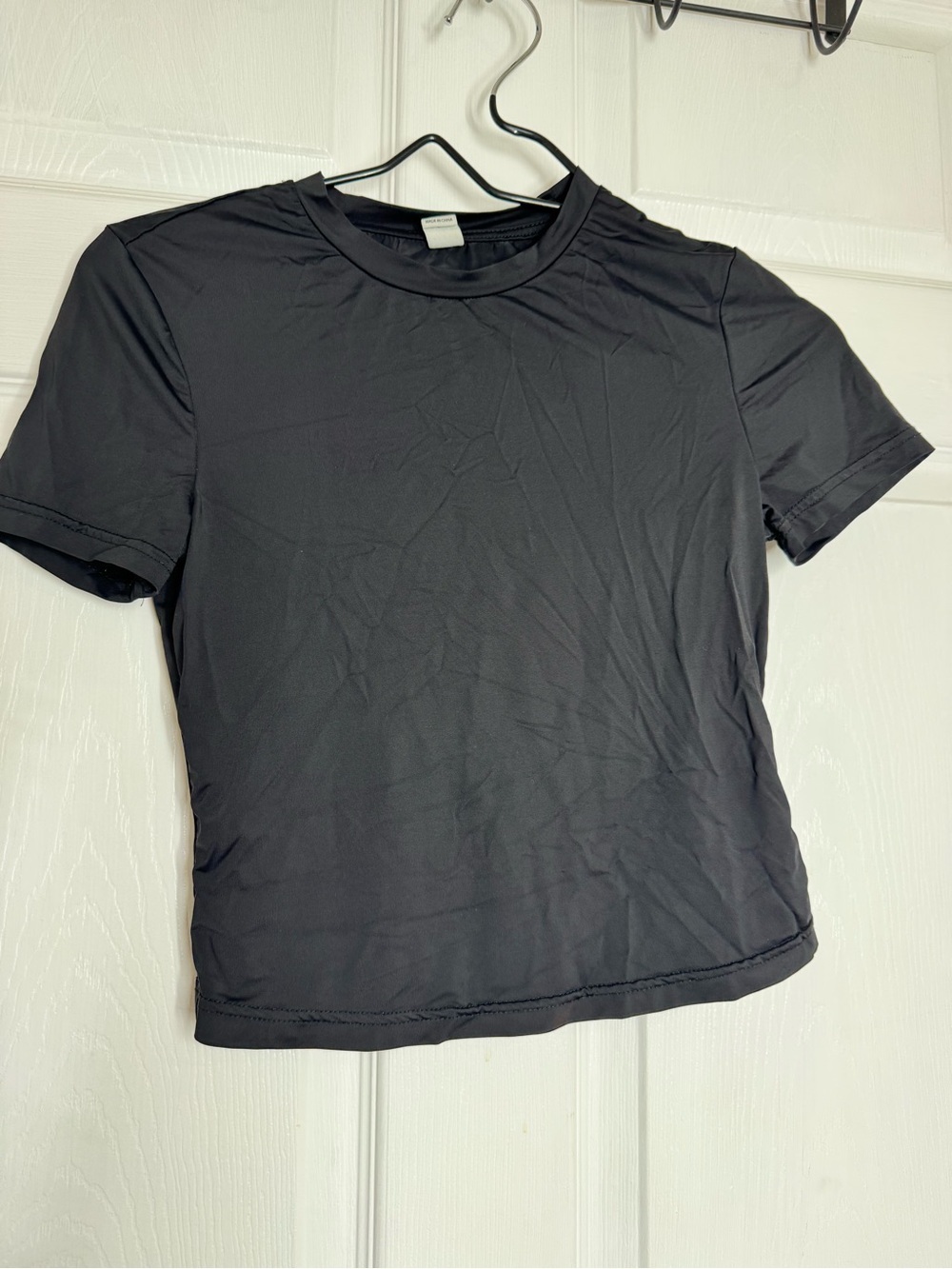 Women's Black Short Sleeve Crewneck Top